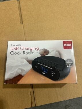 RCA Black USB Charging Clock Radio - Dual Wake